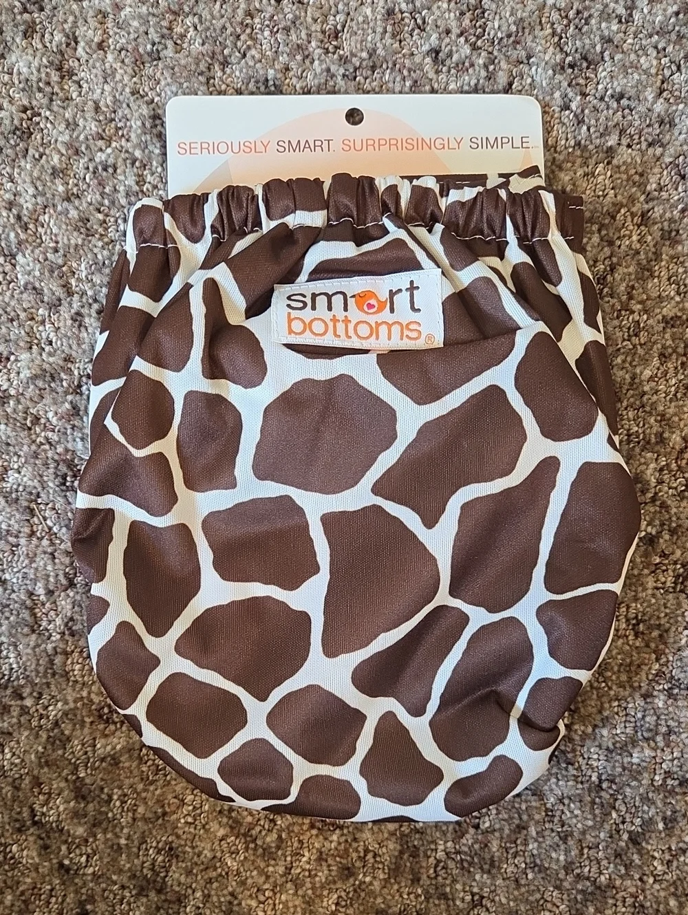 Smart Bottoms Organic Giraffe Print Cloth Diaper Cover, Brown